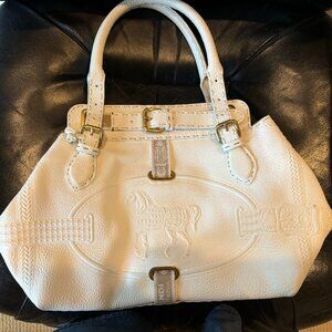 Fendi White Leather Villa Salleria Borghese Tote Bag
